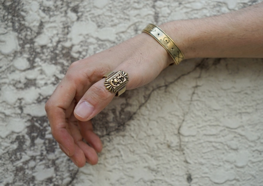 LHN Jewelry(���륨�������̥��奨�꡼) �ϥ�ɥᥤ�� Born To Loose ������ ��� ����ꥫ�� �֥饹 ��� ��ǥ����� ��˥��å��� Brass Ring