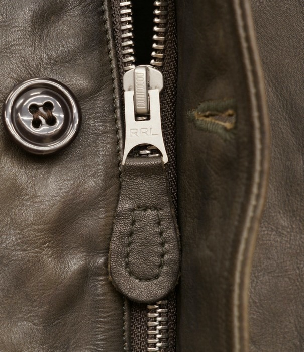 �ڰ��������ʡ� (���֥륢���륨��) RRL ��������� �쥶�� �ȥ�� �ǥå����㥱�å� ��� Shearling-Trim Leather Jacket