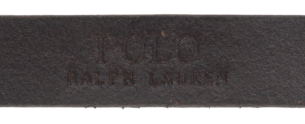 (���ե������) Ralph Lauren �Хå��� �쥶�� �֥쥹��å� ����֥�� ������ �������֥饦�� Crest Leather Wrist Strap