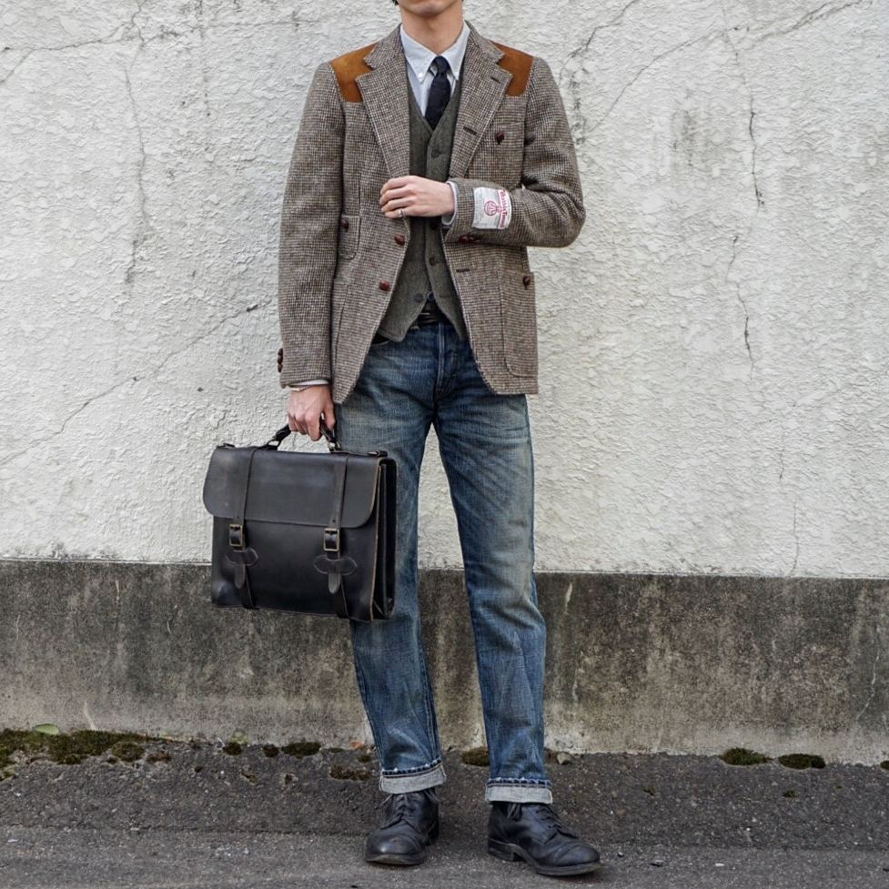 (���֥륢���륨��) RRL �����ꥢ��쥶�� Corbin �֥꡼�ե����� �֥�å� Leather Briefcase Black No.1