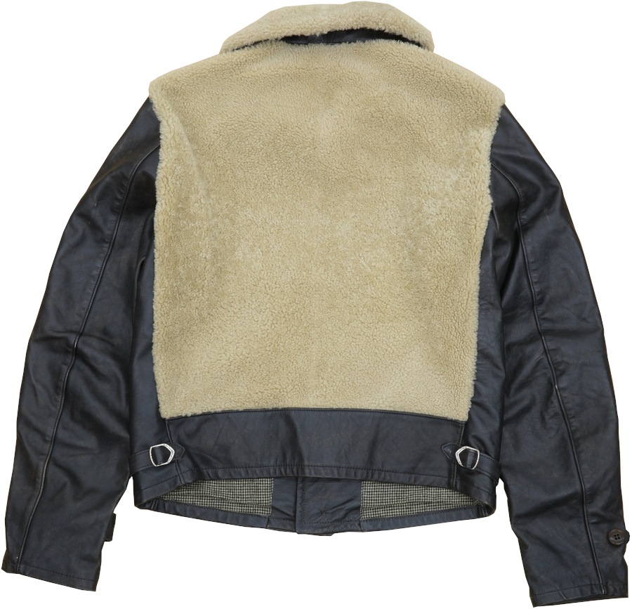 (���֥륢���륨��) RRL Virgil ������� �쥶�� ��� ���㥱�å� ������� �֥�å� ��� Shearling Leather Moto Jacket