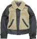 (���֥륢���륨��) RRL Virgil ������� �쥶�� ��� ���㥱�å� ������� �֥�å� ��� Shearling Leather Moto Jacket