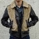 (���֥륢���륨��) RRL Virgil ������� �쥶�� ��� ���㥱�å� ������� �֥�å� ��� Shearling Leather Moto Jacket