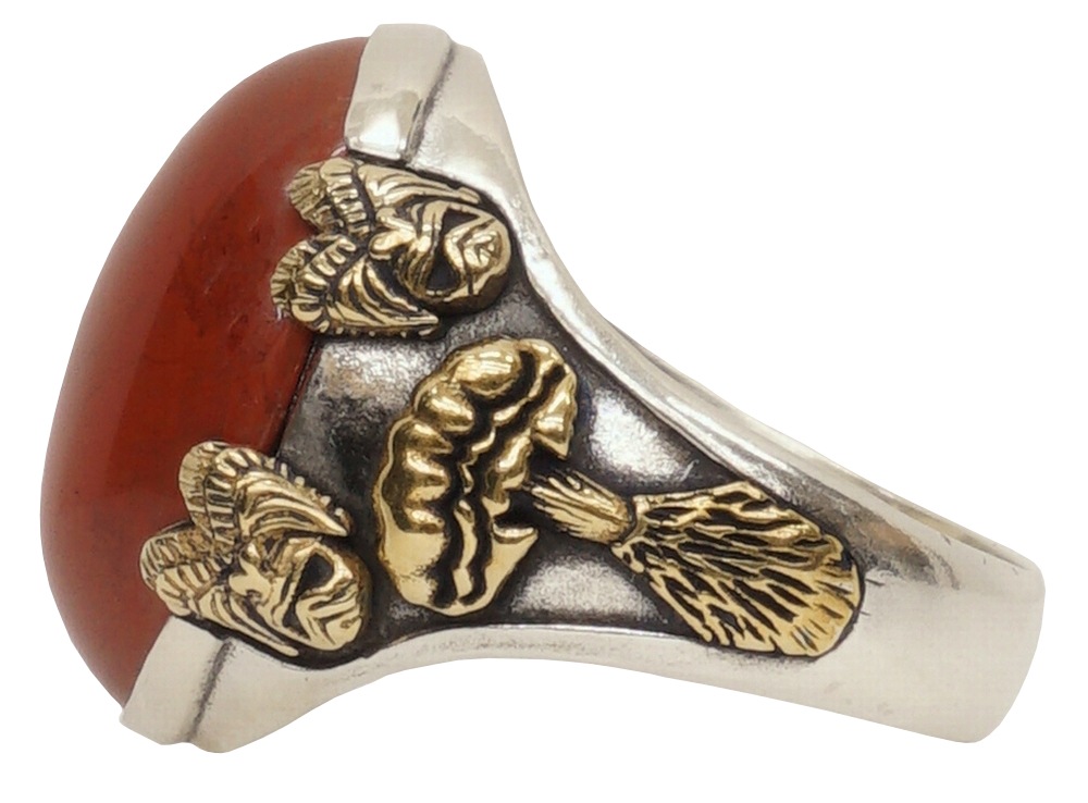 LHN Jewelry(���륨�������� ���奨�꡼) �ƹ��� �ϥ�ɥᥤ�� Volcano Tiki ��� ����С� x ��� x ���㥹�ѡ� ��� ��˥��å��� Silver Brass Jasper