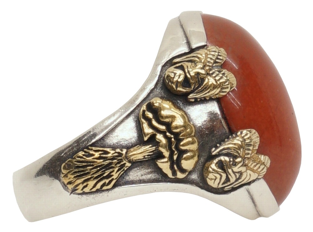 LHN Jewelry(���륨�������� ���奨�꡼) �ƹ��� �ϥ�ɥᥤ�� Volcano Tiki ��� ����С� x ��� x ���㥹�ѡ� ��� ��˥��å��� Silver Brass Jasper
