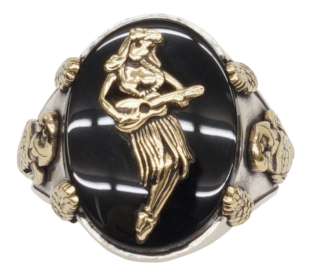 LHN Jewelry(���륨�������� ���奨�꡼) �ƹ��� �ϥ�ɥᥤ�� Tropical Hula Girl ��� ����С� x ��� x ���˥��� ��� ��˥��å��� Silver Brass Onyx