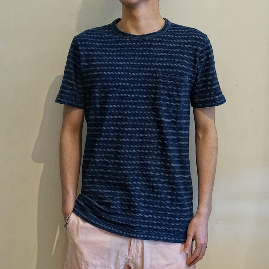FAHERTY BRAND (�ե���ƥ� �֥���) �������� ����ǥ��� �ܡ����� �ݥ��å� T����� ��� Indigo Jacquard Pocket Tee
