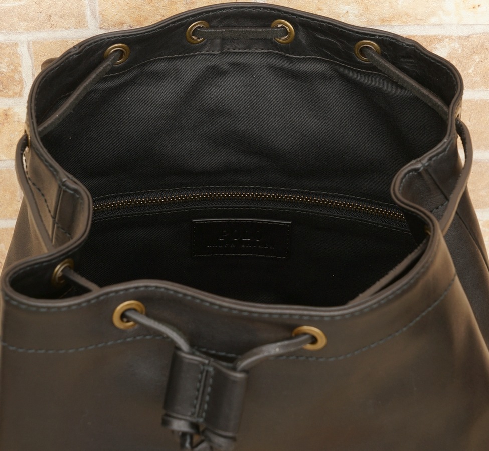 ラルフローレン Ralph Lauren イタリアンレザー バックパック ブラック メンズ Leather Drawstring Backpack ラルフローレン アクセ バッグ等 Garyu ラルフローレン Rrl通販サイト