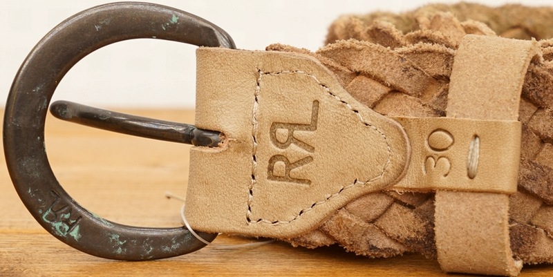 (���֥륢���륨��) RRL �쥶�� ��ե����� �֥졼�ǥå� �٥�� �֥饦�� ��� Braided Roughout Leather Belt