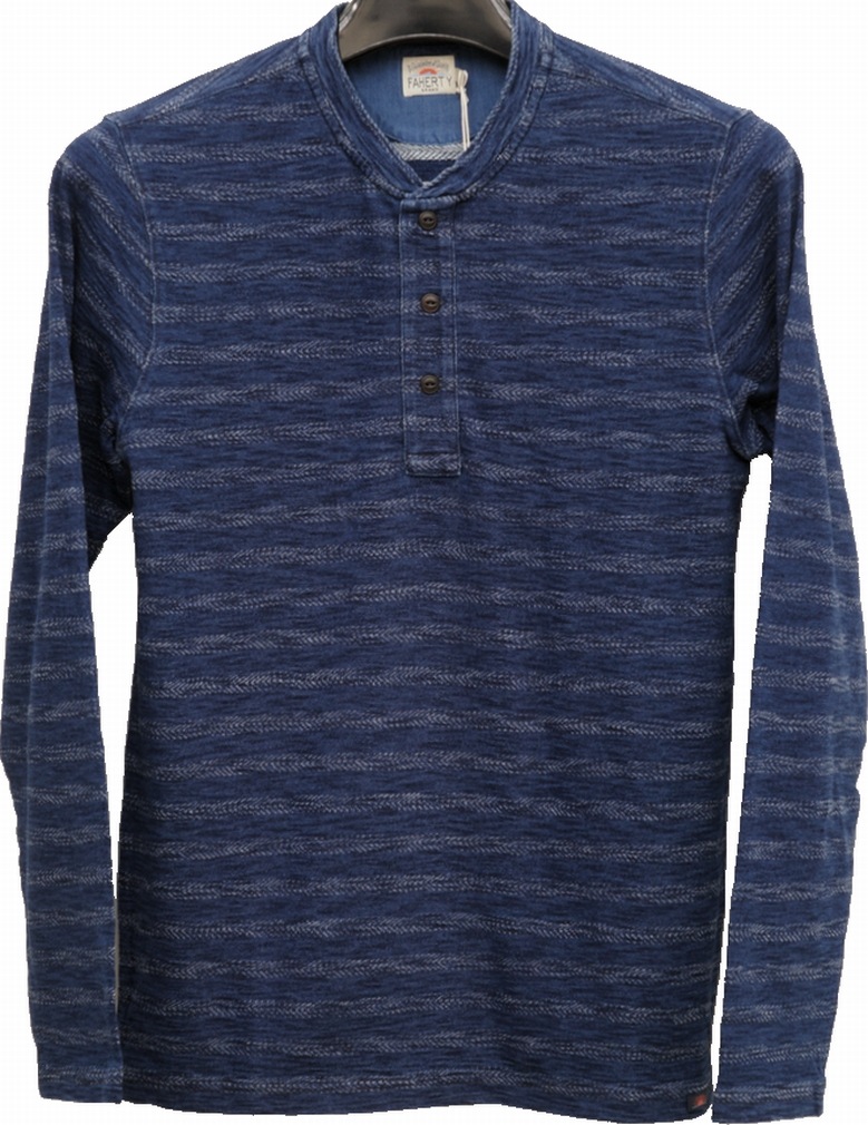 FAHERTY BRAND (�ե���ƥ� �֥���) �������� ����ǥ��� ������ �ܡ����� �إ�꡼ ��� Indigo Jacquard Henley