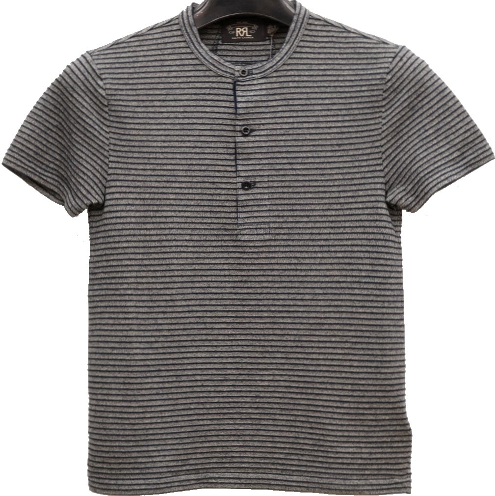 ダブルアールエル) RRL 本藍染め インディゴ ストライプ 半袖 ヘンリー