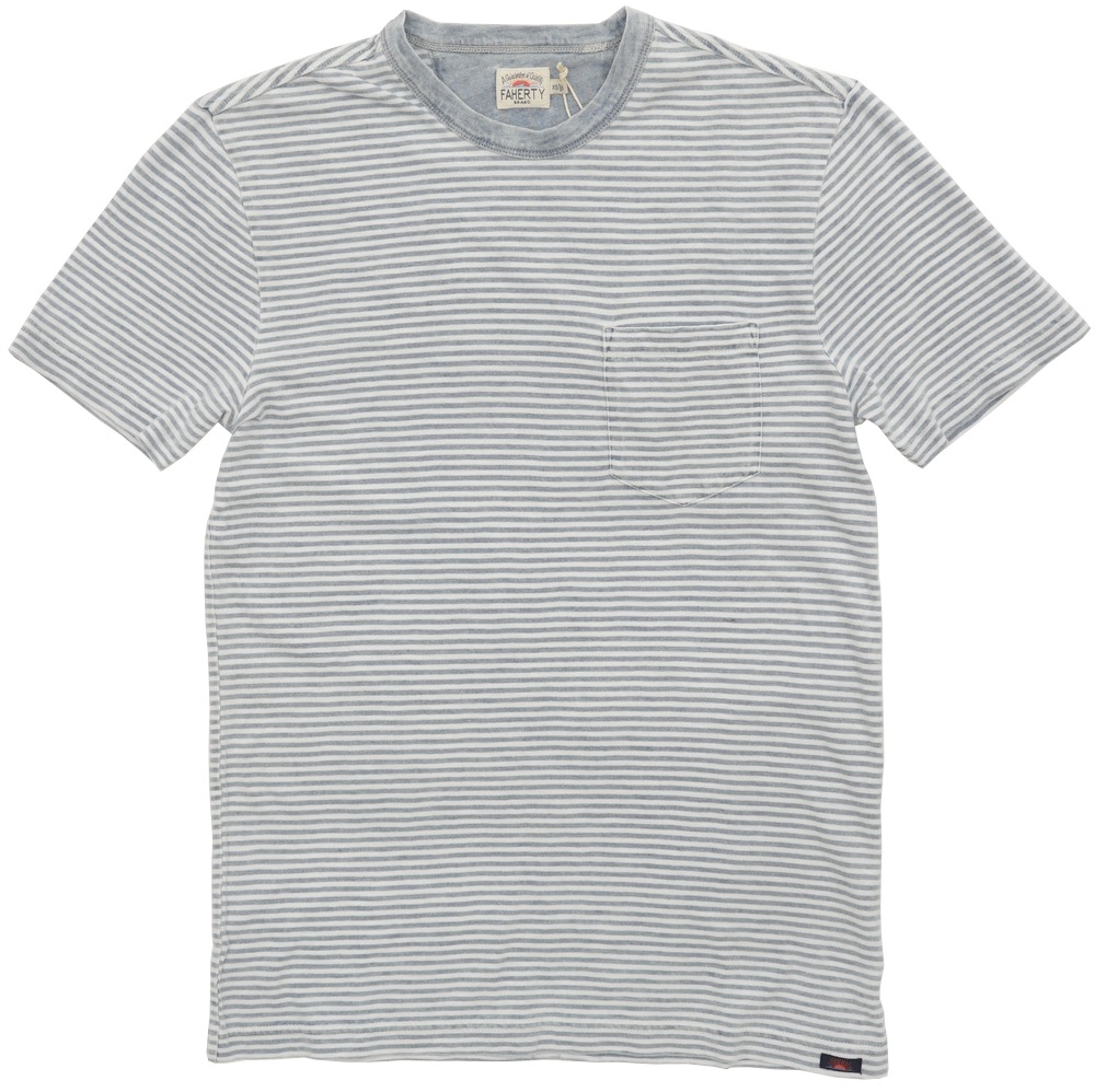 FAHERTY BRAND ボーダー ポケット Tシャツ ソルトウォッシュ FAHERTY BRAND (ファリティ ブランド) 本藍染め ボーダー