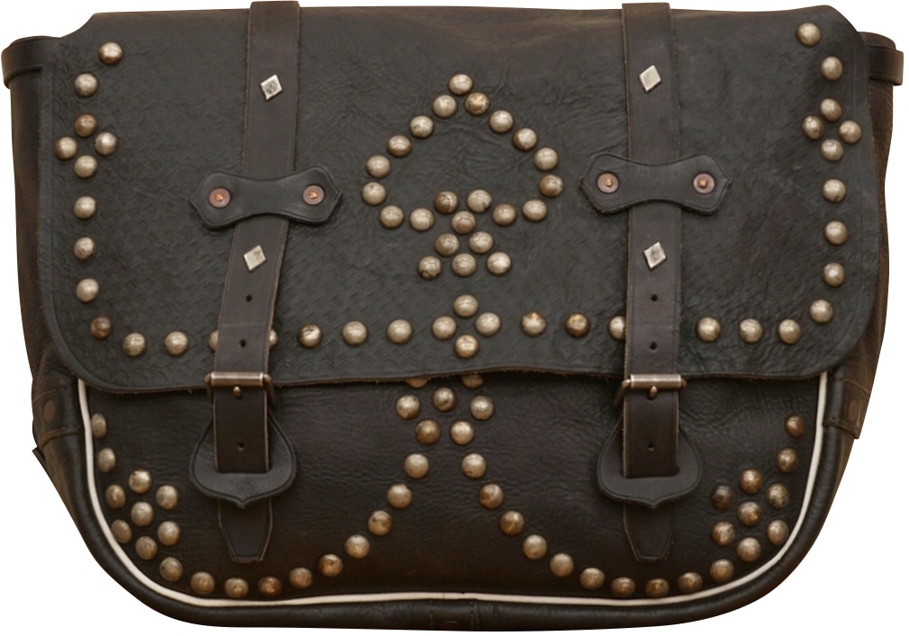 ダブルアールエル) RRL イタリアンレザー サドルバッグ スタッズ