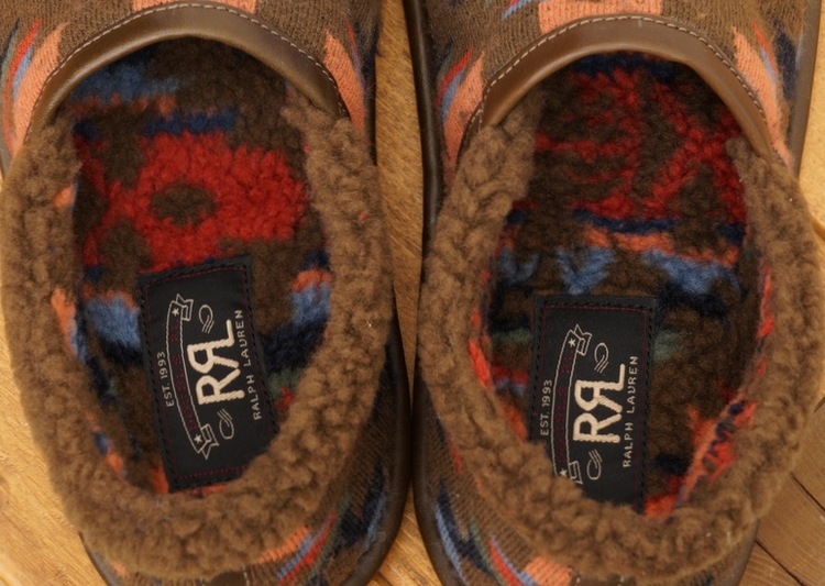 (֥륢륨) RRL ͥƥ  ե꡼ 쥶 롼ॷ塼 å Fleece Leather Slipper
