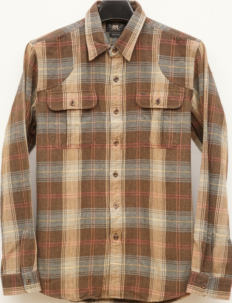 ダブルアールエル　フランネルチェックシャツ 希少☆ RRL(ダブルアールエル) チェック柄 ウエスタンシャツ