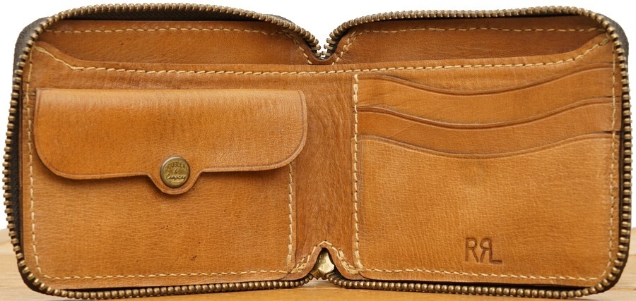 (���֥륢���륨��) RRL �쥶�� ���쥤�����ۡ��� ���å� ������å� Leather crazyhorse zip wallet