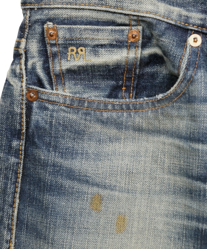 (ダブルアールエル) RRL ペイント加工 ヴィンテージ 5 ポケット セルビッジ ジーンズ デニム 日本製デニム地 メンズ Vintage ...