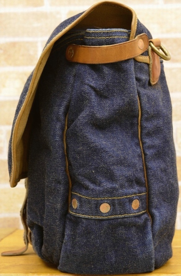 ���֥륢���륨��) RRL �ǥ˥� �쥶�� �᡼��Хå� Denim-Leather Mailbag