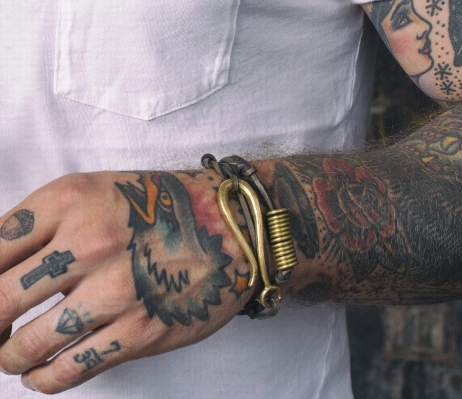 LHN Jewelry(���륨�������� ���奨�꡼) ����ꥫ�� �ϥ�ɥᥤ�� Large Hook Bracelet Brass �쥶�� x ��� �ܳ� �եå� �֥쥹��å� ��� ��˥��å���