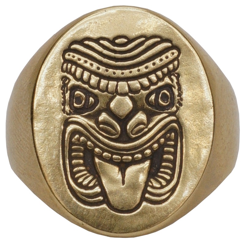 LHN Jewelry(���륨�������� ���奨�꡼) ����ꥫ�� Tiki God Signet ��� ��� ��� ��˥��å��� Brass Ring