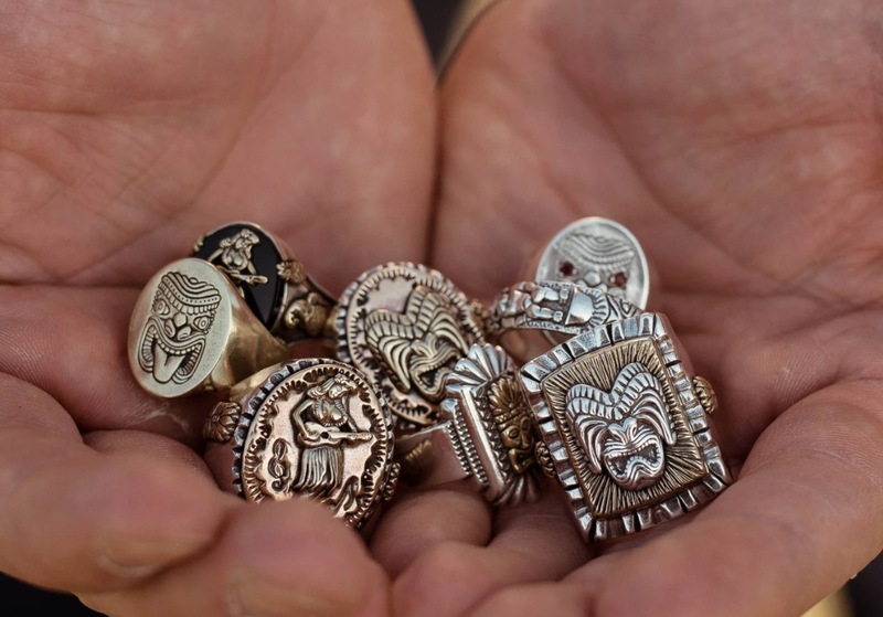 LHN Jewelry(���륨�������� ���奨�꡼) ����ꥫ�� Tiki God Signet ��� ��� ��� ��˥��å��� Brass Ring