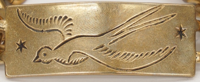 LHN Jewelry(���륨�������� ���奨�꡼) �ϥ�ɥᥤ�� ������� ID �֥쥹��å� ����� Swallow ID Bracelet Brass