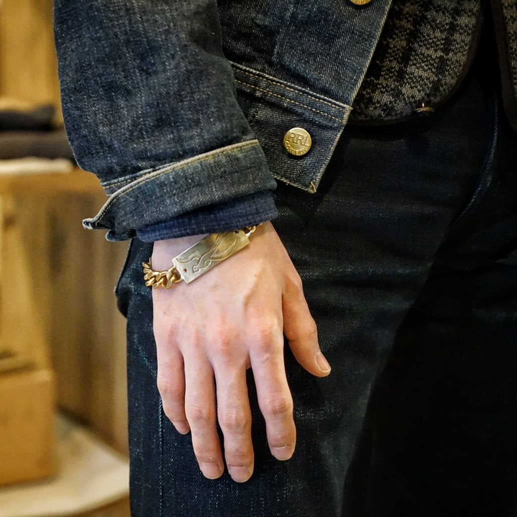 LHN Jewelry(���륨�������� ���奨�꡼) �ϥ�ɥᥤ�� ������� ID �֥쥹��å� ����� Swallow ID Bracelet Brass