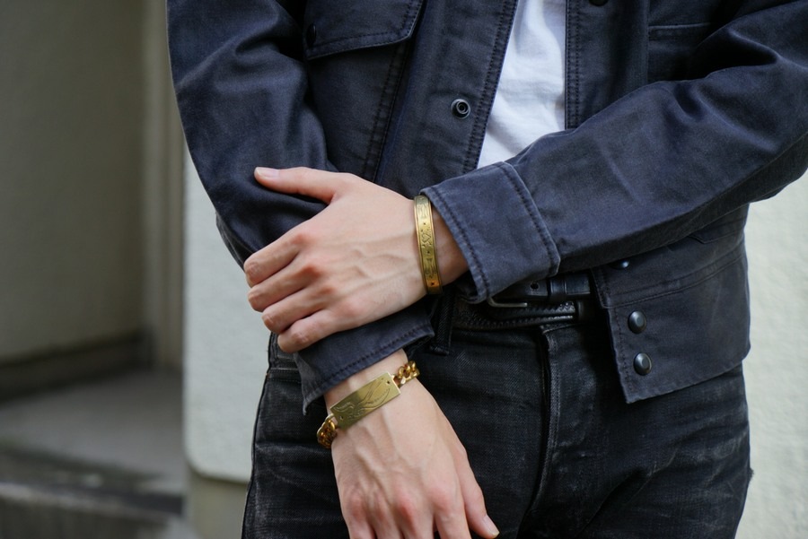 LHN Jewelry(���륨�������� ���奨�꡼) �ϥ�ɥᥤ�� ������� ID �֥쥹��å� ����� Swallow ID Bracelet Brass