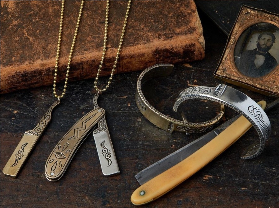LHN Jewelry(���륨�������� ���奨�꡼) �ƹ��� �ϥ�ɥᥤ�� ����С� ���ߥ��� ���� �Х󥰥� �֥쥹��å� Straight Razor Cuff Silver