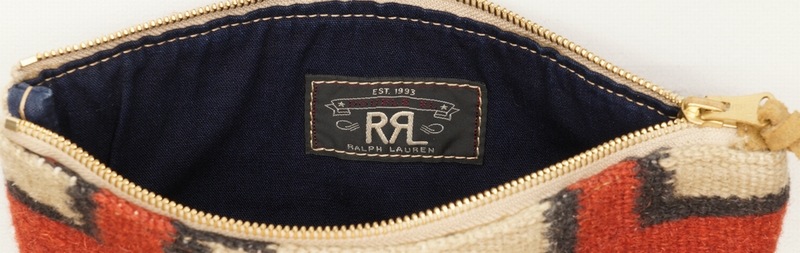 (���֥륢���륨��) RRL �ͥ��ƥ����� �饰 x �����ϥ��� �ݡ��� Hand Woven Rug Cowhide Pouch