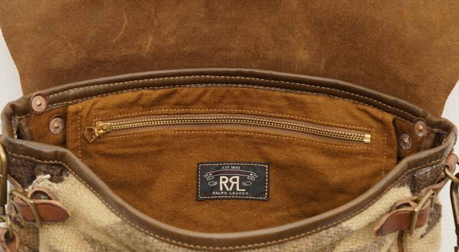 (���֥륢���륨��) RRL �쥶�� �ѥͥ�� ���ڥ��ȥ꡼ �Хå� �ͥ��ƥ��� Leather-Panel Tapestry Bag