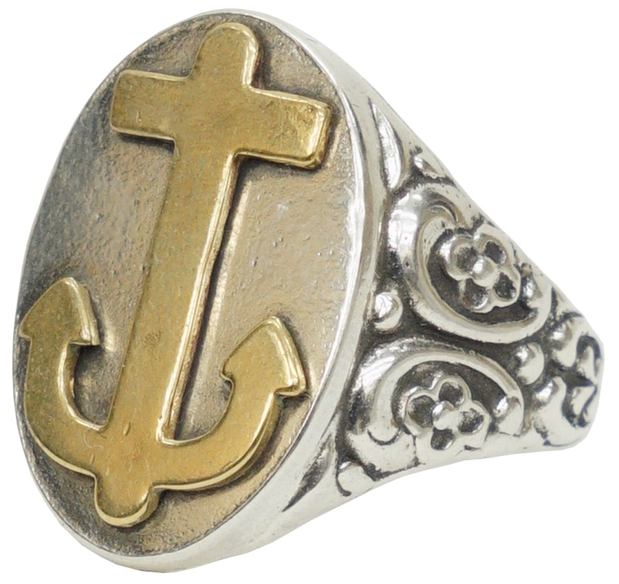 LHN Jewelry(���륨�������� ���奨�꡼) �ƹ��� �ϥ�ɥᥤ�� Ornate ���󥫡� ��� ����С� x �֥饹 ��� ��˥��å��� anchor ring silver brass