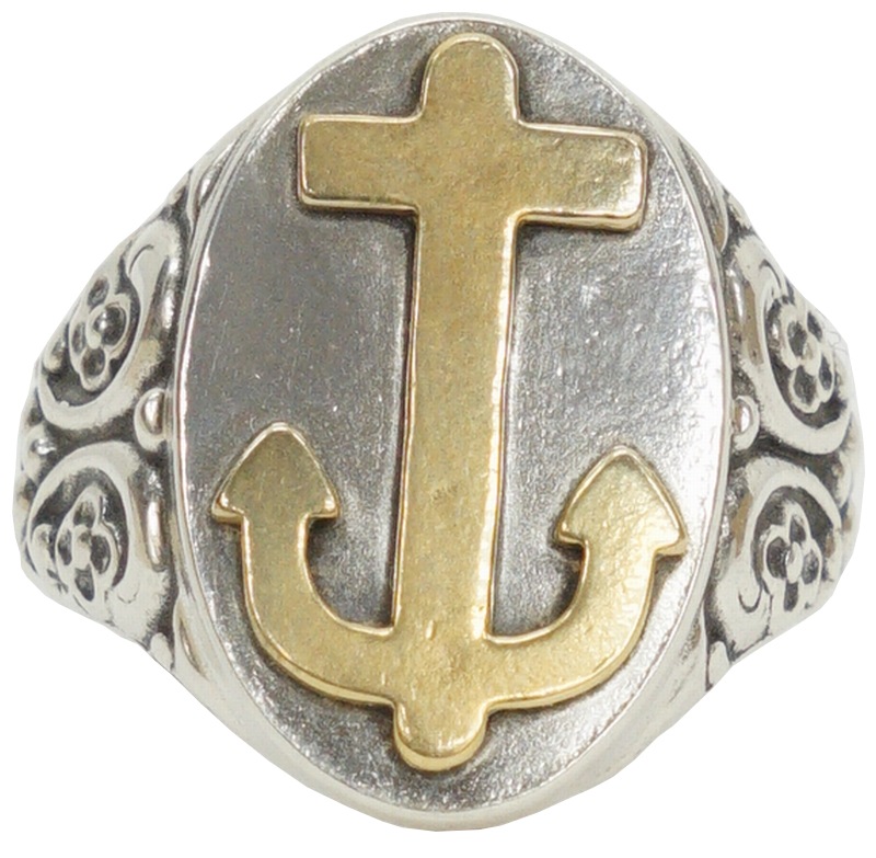 LHN Jewelry(���륨�������� ���奨�꡼) �ƹ��� �ϥ�ɥᥤ�� Ornate ���󥫡� ��� ����С� x �֥饹 ��� ��˥��å��� anchor ring silver brass