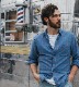 FAHERTY BRAND (�ե���ƥ� �֥���) �ܡ����� T����� �ۥ磻�� x �֥롼 ��� Heather Striped Tee White Azure