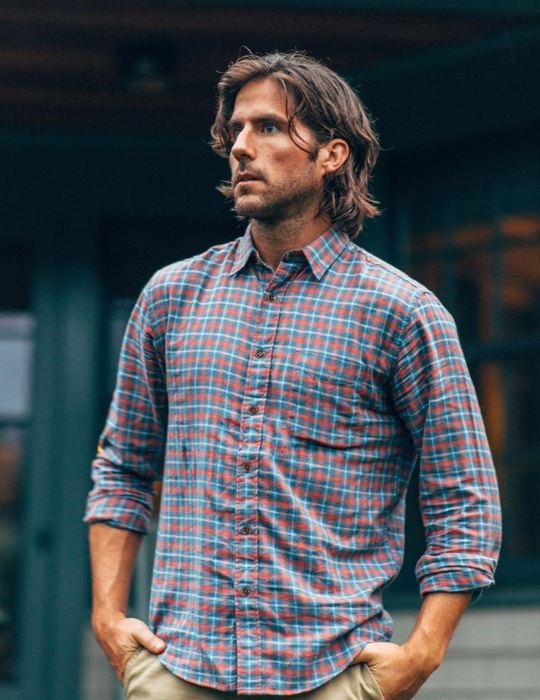 FAHERTY BRAND (�ե���ƥ� �֥���) Ventura �����å� ����� ��å� x �֥롼��� Dusty Red Blue