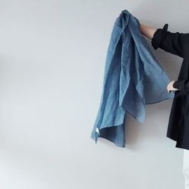 リネン ストール　大判　ボイルタンブラーワッシャー加工（ 無地）