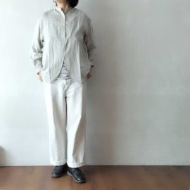 前身重ね  ガーゼ ロングシャツ