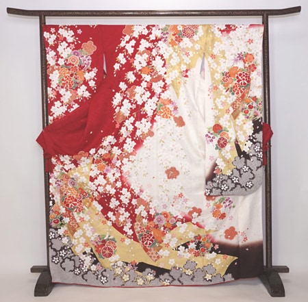 振袖 着物 中古 正絹 袷 ちりめん 帝王紫 身丈161cm すばらしかっ A959-9