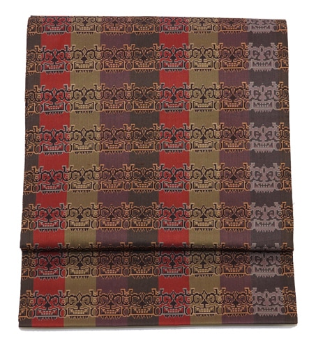 格調高い龍村美術織物.京袋帯▫アイボリー地金縁起よい金獅噛