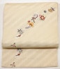 九寸名古屋帯 六通柄 帽子に四季花の柄 中古品 No3609649