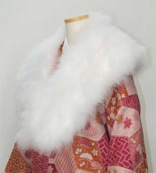 成人式 両面フェザーショール 白 両面マラボー ストール | 和装小物