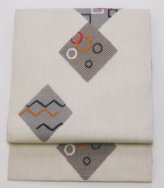 ⑥⑨①博多織 紗 夏帯 新品未使用 名古屋帯 正絹 夏用 名古屋帯] 紗 正絹 本場筑前 博多織名古屋帯 八寸名古屋帯 別誂え