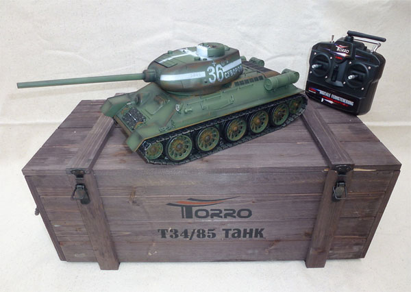 Torro 1/16 T34/85�ץ�-�᥿�륨�ǥ������ʶ�°���㥿�ԥ顦�ֳ����Хȥ륷���ƥࡦ������ɡ�ȯ����͡��º�������T34/85 RC Panzer 2.4 GHz 1/16 Profi-Metall IR Farbe Grün1112400402