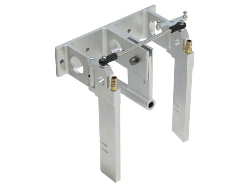 �緿�����������������ƥ�ʥ��ԡ��ɥܡ��ȡ�Silver Aluminum Twin Rudder Set w/ Flex Shaft Strut & Water-inlet(for 1/4" flex cable)   62102-1S