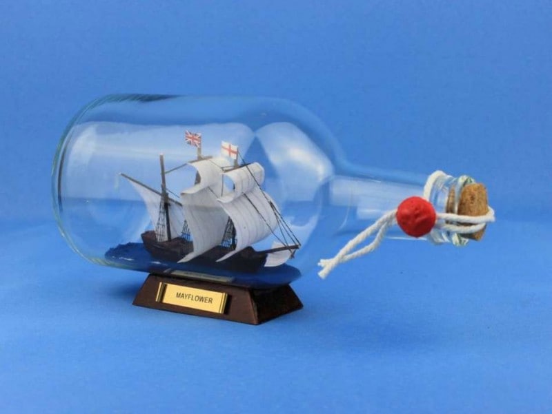 HMSᥤեܥȥ륷åסʴʡ23cm   Mayflower Model Ship in a Glass Bottle 9"