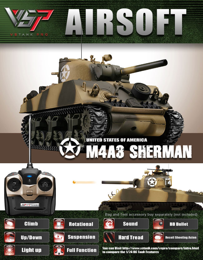 VSTANKPRO シャーマンM4A3(デザート迷彩・BBシューティングシステム