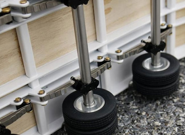 WTB 1/14  �ŵ����㾲�ȥ졼�顼��̤�������ꥸ�ʥ�᥿���Heavy steel metal lower semi trailer flat bed set for 1/14 truck��c217_white