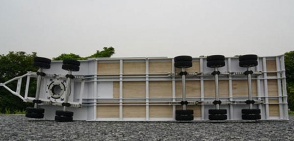 WTB 1/14  �ŵ����㾲�ȥ졼�顼��̤�������ꥸ�ʥ�᥿���Heavy steel metal lower semi trailer flat bed set for 1/14 truck��c217_white
