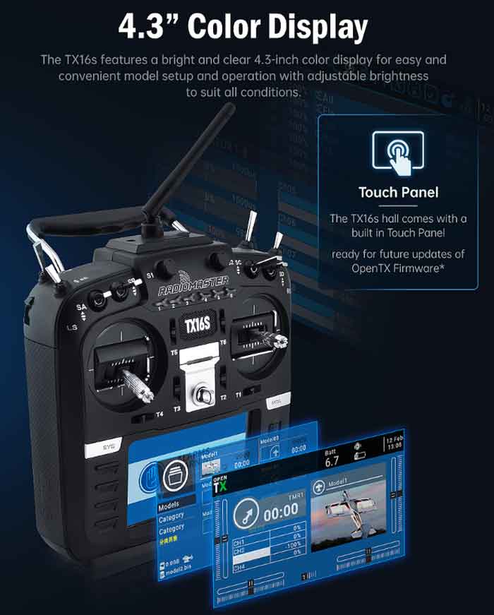 RadioMaster TX16S �����ץ󥽡��� 2.4GHz-16CH �ޥ���ץ��ȥ��� �ץ��������� 4.3�����LCD�դ� �ʥ⡼��1�� ��Ŭ������ˡǧ�ںѡ�TX16S (Hall sensor gimbal) (HP157-0001-A-M1)��