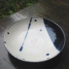 【信楽焼き】安見勇人 作 青釉線刻 小皿